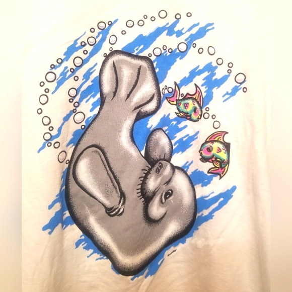 Fruit of the Loom Tops - Vintage Manatee Graphic T-Shirt
